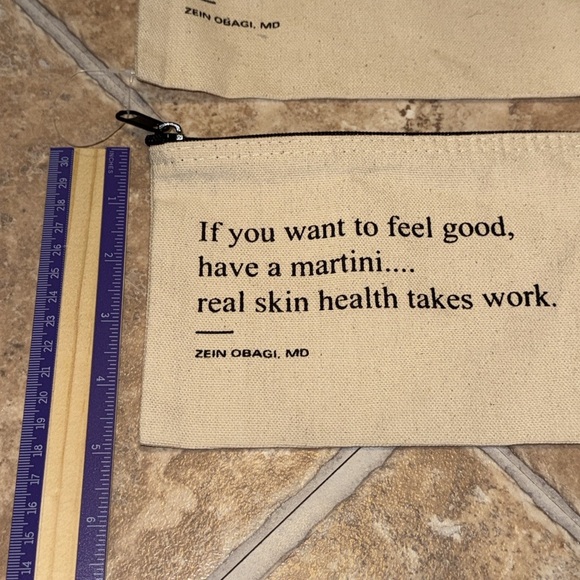 ZO SKIN HEALTH Zein Obagi, MD 2 Canvas Skincare Cosmetics Zippered Bags - Picture 3 of 6